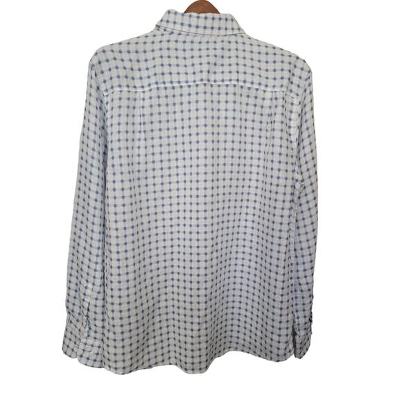 Haggar Button Down Dress Shirt Sz L Blue Gray Checkered Fade Plaid Classic - Picture 10 of 10